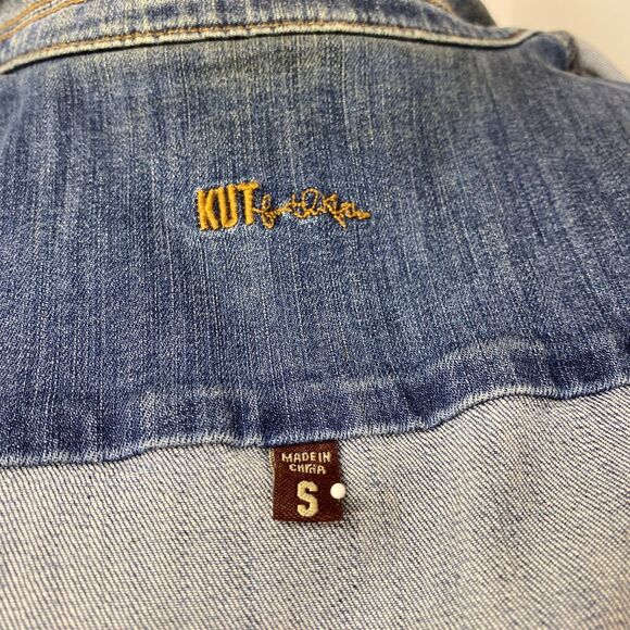 Kut From The Kloth Amelia Denim Crop Jacket Small Grunge Hip Hop Boho Street - Picture 12 of 16